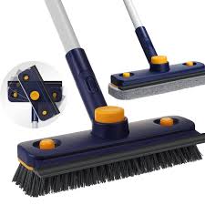 Bathroom Cleaning Brush with Wiper Upgraded 3 in 1 Tiles Cleaning Brush Bathroom Brush with Long Handle 180° Rotate Bathroom Floor Cleaning Brush Bathroom Cleaning Accessories